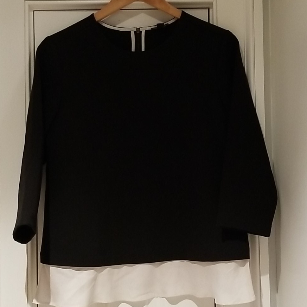 Ann Taylor black top with silk details